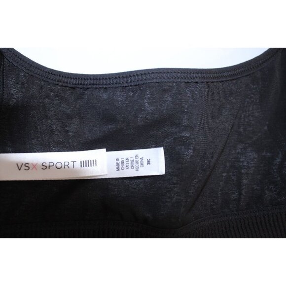 VSX Victoria's Secret Sport Bra 38C Black Heather Zipper Front Padded Underwire - Picture 9 of 13